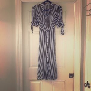 Size 2 black and white stripped Mango midi dress